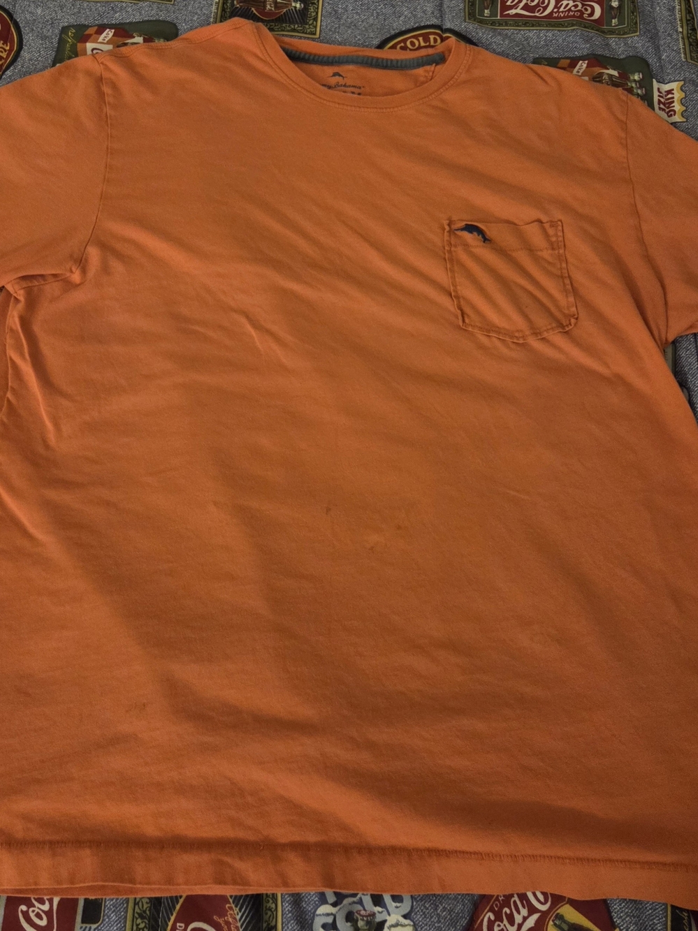 Men's Orange Pocket Crewneck T-Shirt